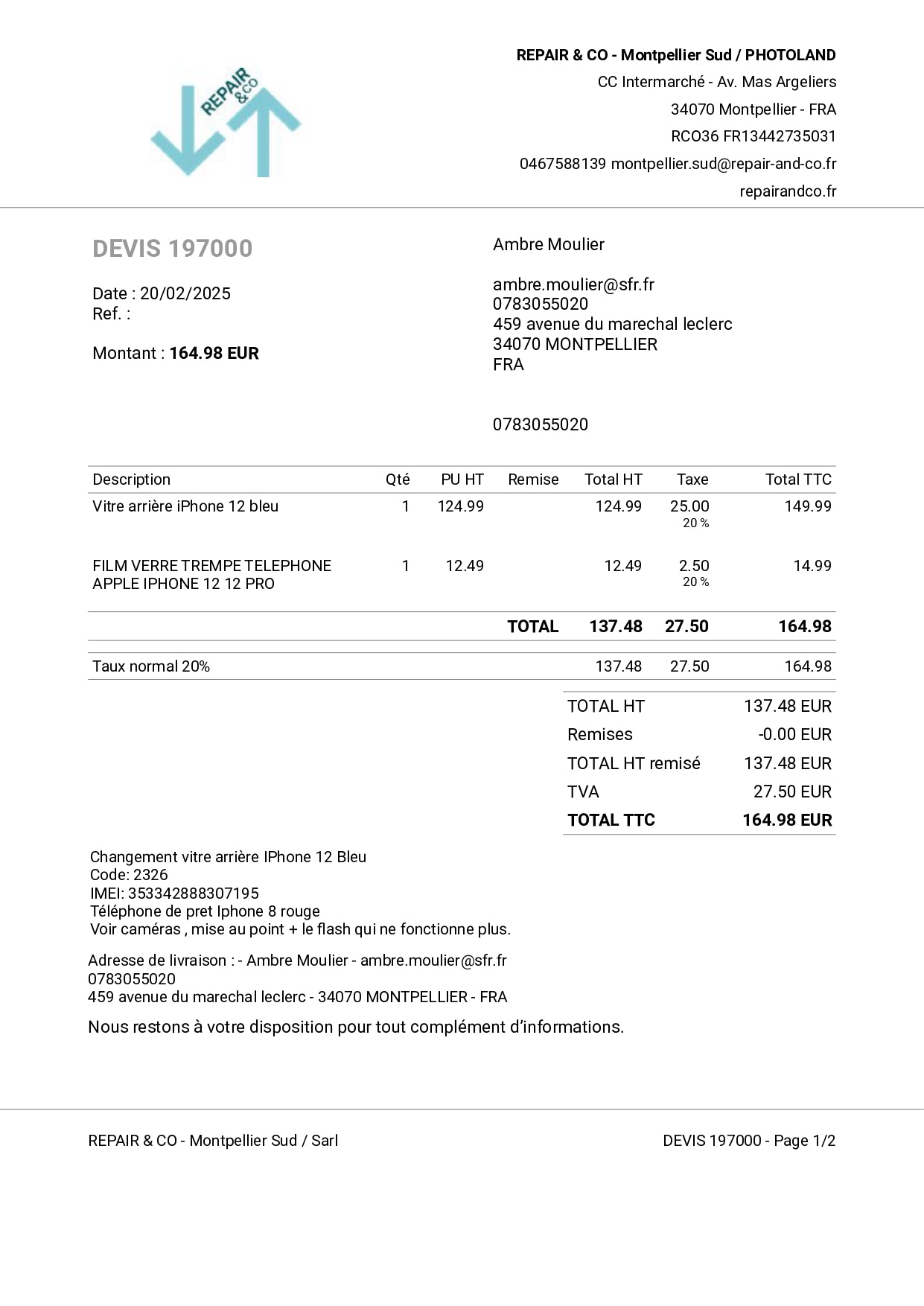 COMMANDE DAVID MOURIN